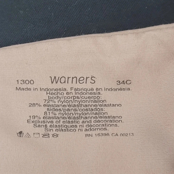 34C Warner's 1300 Satin Tuxedo Smooth Look All Day Fit Underwire Bra Toffee  Gen - Picture 5 of 5